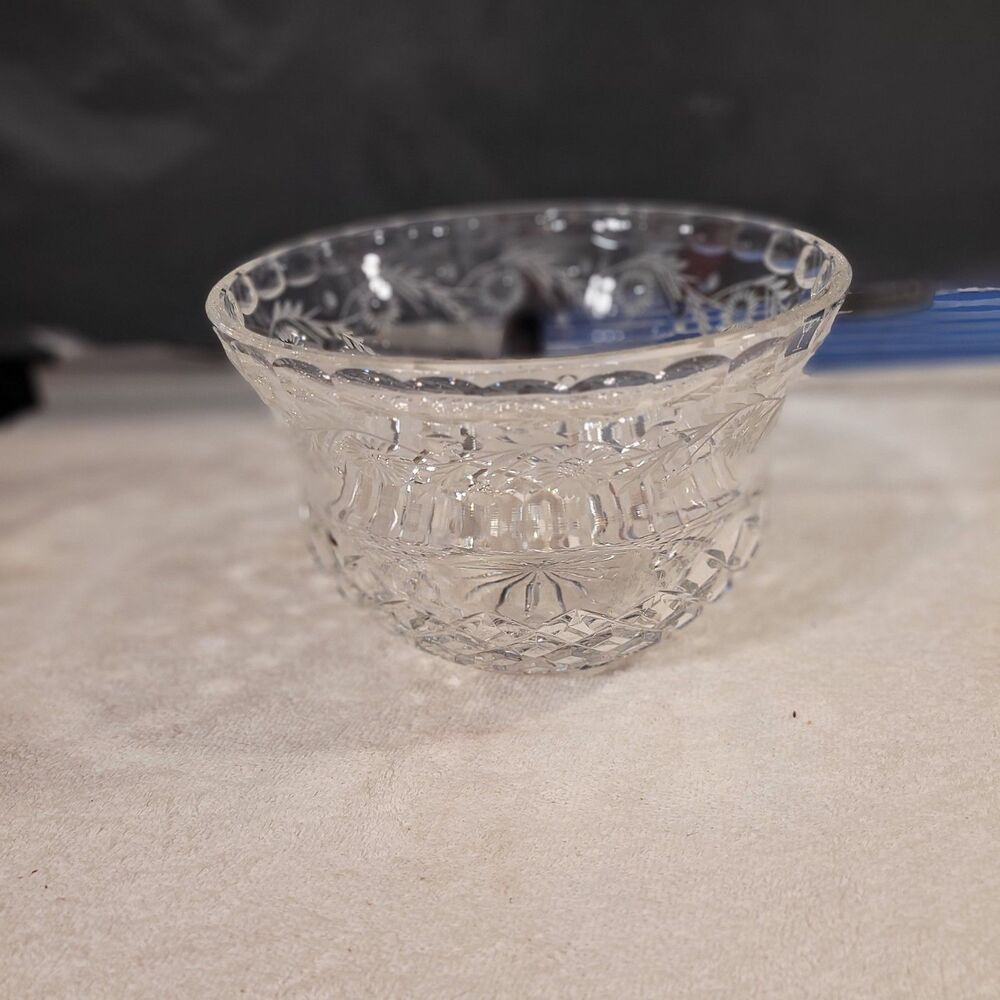 Poland Crystal Glass Industries Lg Bell Shaped Bowl Etched Designs